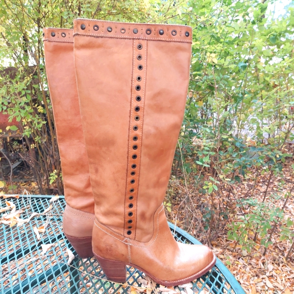 Light Brown Knee High Leather Frye Boots
